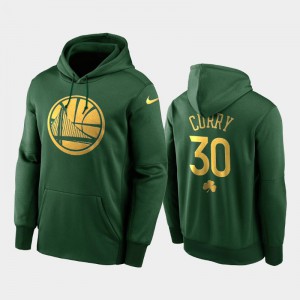 Mens Stephen Curry #30 Golden Limited Pullover Golden State Warriors Green 2020 St. Patrick's Day Hoodies 233557-851