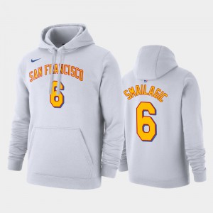Men's Alen Smailagic #6 Pullover Name & Number Hardwood Classics White Golden State Warriors Hoodie 514090-473
