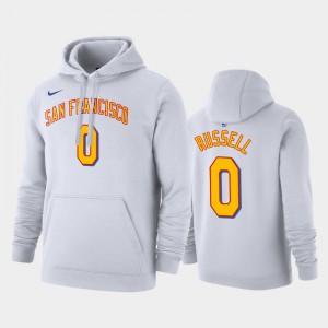 Men's D'Angelo Russell #0 White Pullover Name & Number Hardwood Classics Golden State Warriors Hoodie 643972-657
