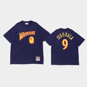 Men Andre Iguodala Navy Golden State Warriors BAPE Collab T-Shirt 717375-233
