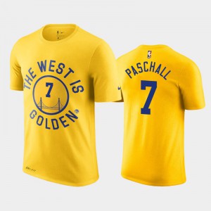 Men Eric Paschall #7 Yellow Golden State Warriors Hardwood Classics T-Shirt 924293-139