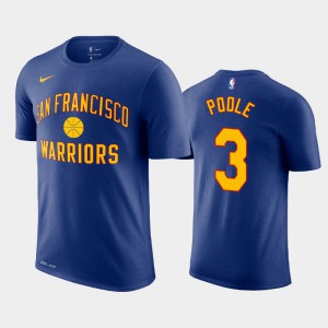 Mens Jordan Poole #3 Golden State Warriors Throwback Hardwood Classics Royal T-Shirt 445084-748
