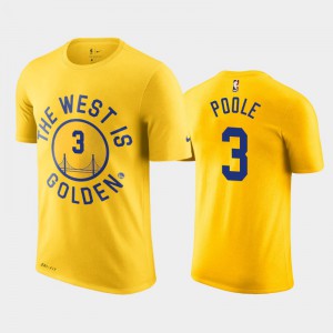 Men Jordan Poole #3 Hardwood Classics Golden State Warriors Yellow T-Shirt 288344-465
