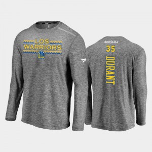 Mens Kevin Durant Noches Ene-Be-A Authentic Shooting Long Sleeve Charcoal Golden State Warriors T-Shirt 719064-528