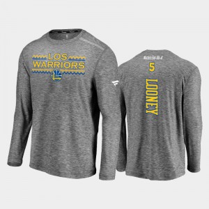 Men's Kevon Looney Noches Ene-Be-A Authentic Shooting Long Sleeve Golden State Warriors Charcoal T-Shirts 128541-760