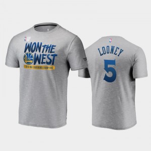 Mens Kevon Looney #5 Golden State Warriors Locker Room Gray 2019 Western Conference Champions T-Shirts 127961-556