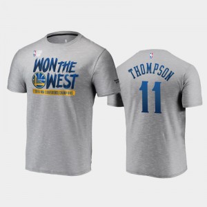 Men Klay Thompson #11 Locker Room Gray 2019 Western Conference Champions Golden State Warriors T-Shirt 667645-865
