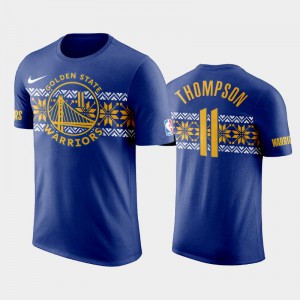 Men Klay Thompson #11 Ugly Christmas Royal Holiday Golden State Warriors T-Shirts 681005-165