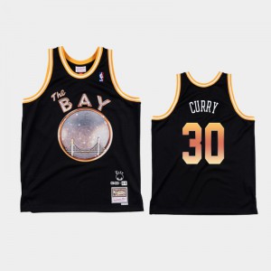Mens Stephen Curry #30 Black NBA Remix Golden State Warriors E-40 Jersey 250983-535