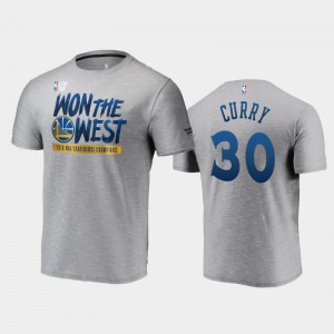 Men's Stephen Curry #30 Gray Locker Room 2019 Western Conference Champions Golden State Warriors T-Shirts 886311-798