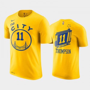 Men Klay Thompson #11 Hardwood Classics Golden State Warriors Gold T-Shirts 879098-151