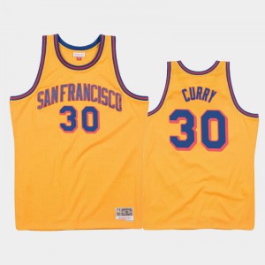 Mens Stephen Curry #30 Golden State Warriors Gold 1962-63 Hardwood Classics Jerseys 603891-179
