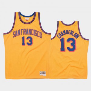 Mens Wilt Chamberlain #13 Golden State Warriors Gold 1962-63 Hardwood Classics Jerseys 566338-545