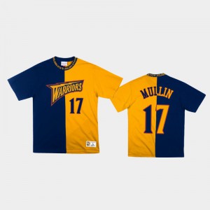 Men Chris Mullin #17 Split Color Blue Gold Two-Tone Classic Golden State Warriors T-Shirt 648222-866