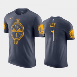 Mens Damion Lee #1 Gray Golden State Warriors 2018-19 City T-Shirt 290415-448