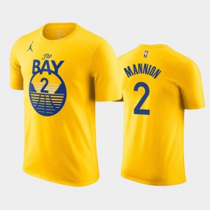 Men's Nico Mannion #2 2020-21 Jordan Brand Golden State Warriors Gold Statement T-Shirts 116557-638