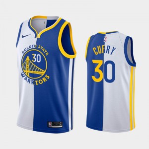 Mens Stephen Curry #30 Golden State Warriors Two-Tone Split White Blue Jersey 698450-708