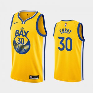 Men's Stephen Curry #30 Golden State Warriors The Bay Gold Statement Jersey 810054-586