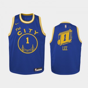 Youth Damion Lee #1 Blue 2020-21 Hardwood Classics Golden State Warriors Jerseys 462133-677