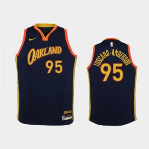 Youth(Kids) Juan Toscano-Anderson #95 City Golden State Warriors 2020-21 Navy Jersey 626906-280