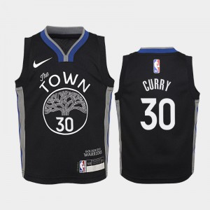 Youth Stephen Curry #30 City 2019-20 Golden State Warriors Black Jersey 272552-761
