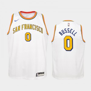 Youth D'Angelo Russell #0 Hardwood Classics Golden State Warriors White Jerseys 573562-633