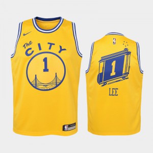 Youth(Kids) Damion Lee #1 Golden State Warriors Yellow Hardwood Classics Jersey 309968-885