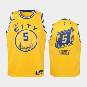 Youth Kevon Looney #5 Golden State Warriors Hardwood Classics Yellow Jerseys 799813-384
