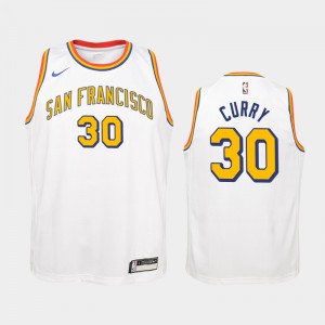 Youth(Kids) Stephen Curry #30 Golden State Warriors Hardwood Classics White Jerseys 858769-541